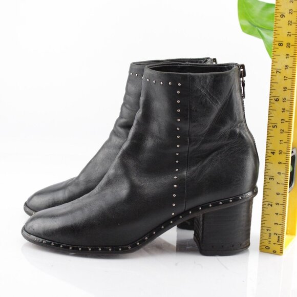 Rag Bone Womens Willow Boots Size 35 5 Black Leather Studded Block Heel Bootie - Picture 8 of 13